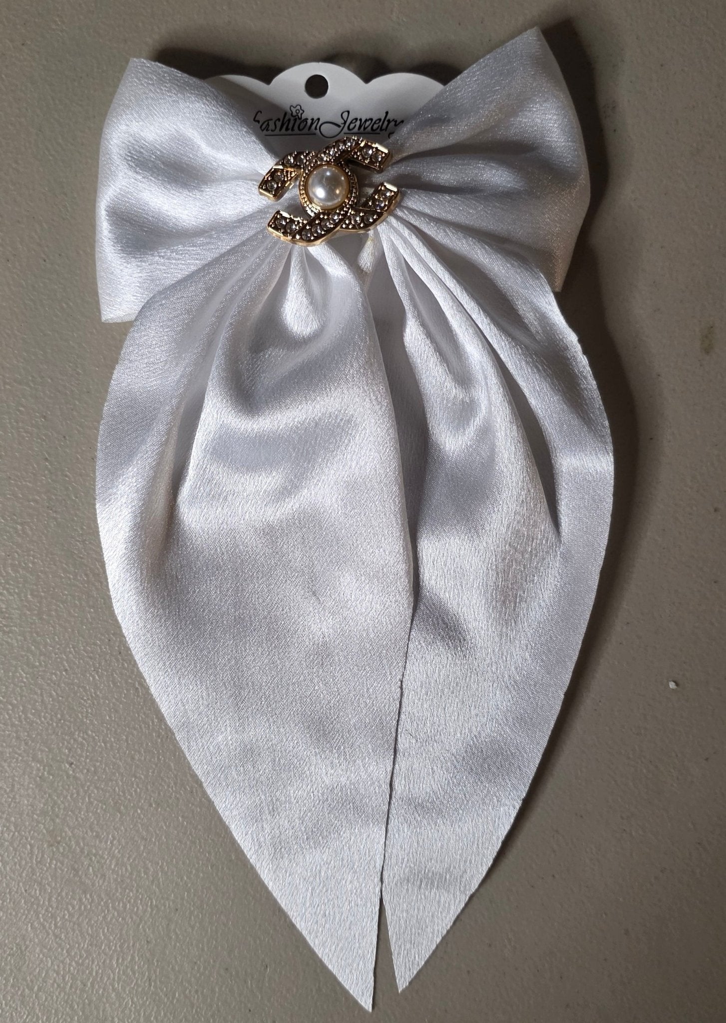Big Satin Coquette Hair Bow for Women – Pearl Brooch 6 Colors - Angelique Boutique