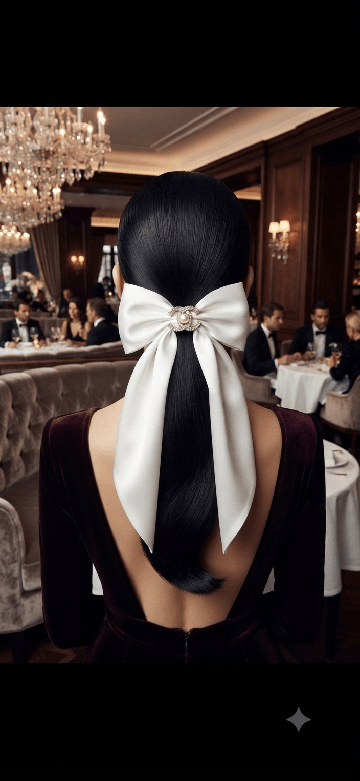 Big Satin Coquette Hair Bow for Women – Pearl Brooch 6 Colors - Angelique Boutique