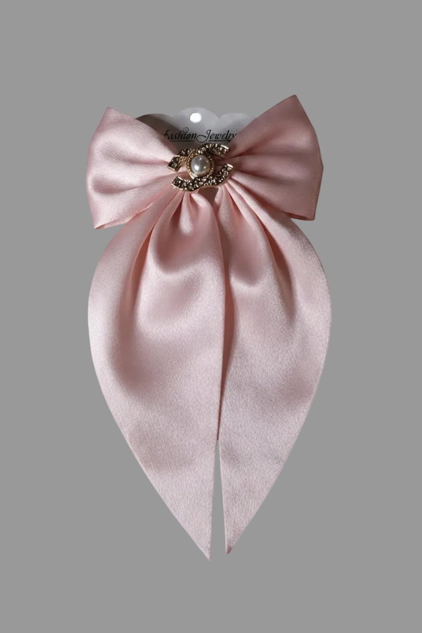 Big Satin Coquette Hair Bow for Women – Pearl Brooch 6 Colors - Angelique Boutique