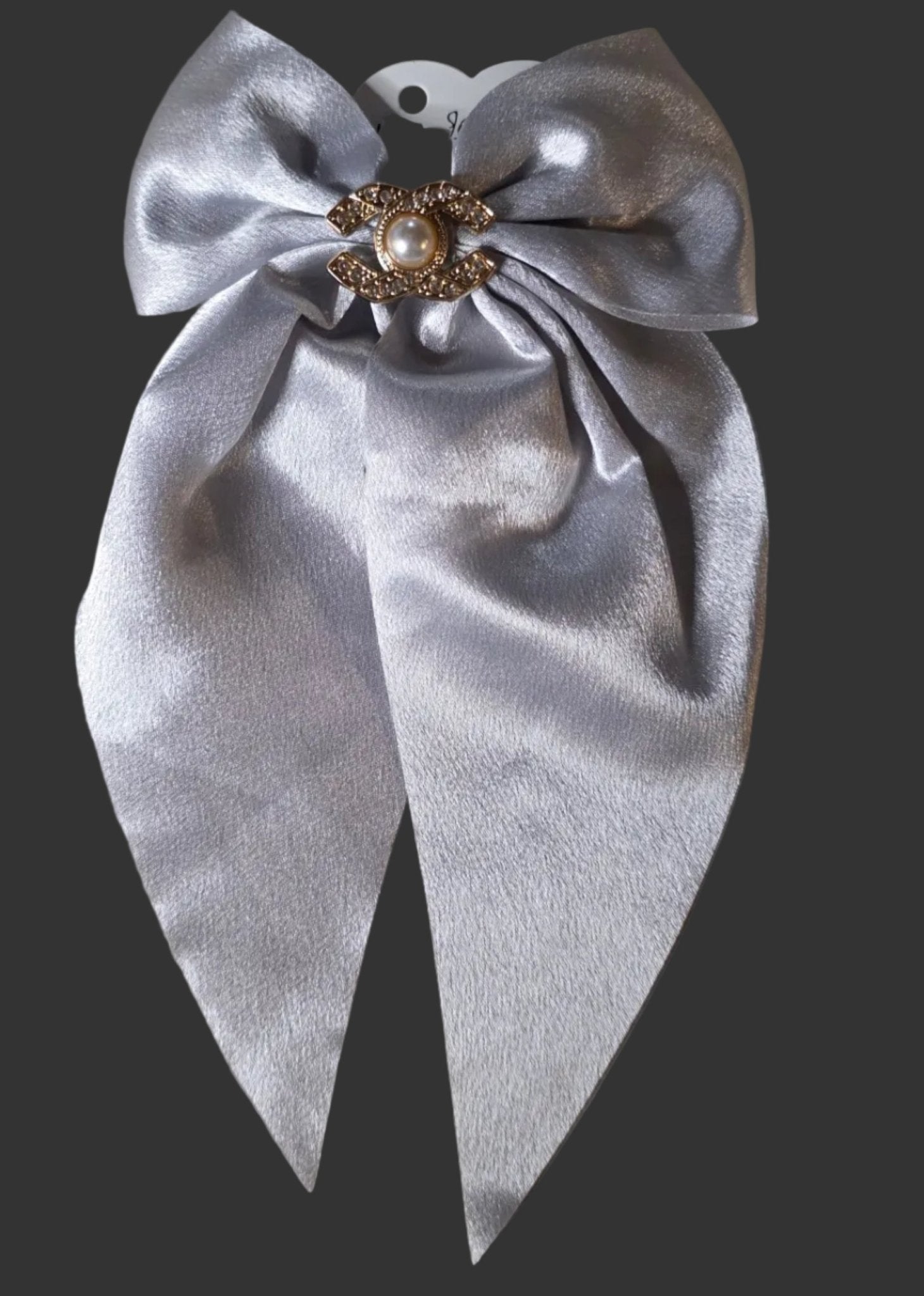 Big Satin Coquette Hair Bow for Women – Pearl Brooch 6 Colors - Angelique Boutique