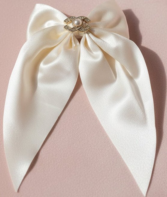 Big Satin Coquette Hair Bow for Women – Pearl Brooch 6 Colors - Angelique Boutique