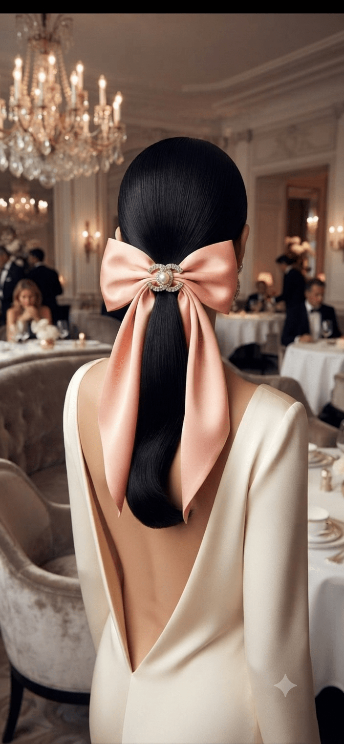 Big Satin Coquette Hair Bow for Women – Pearl Brooch 6 Colors - Angelique Boutique