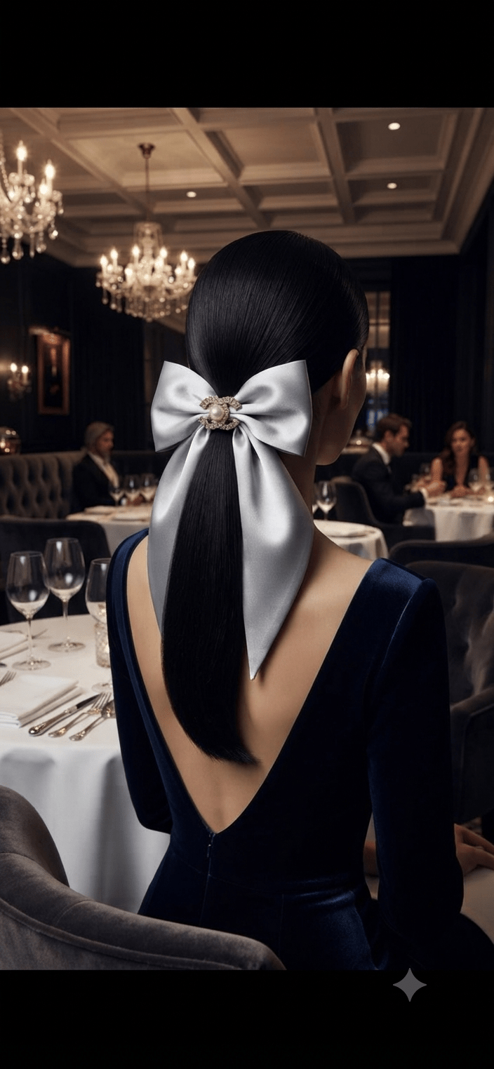 Big Satin Coquette Hair Bow for Women – Pearl Brooch 6 Colors - Angelique Boutique