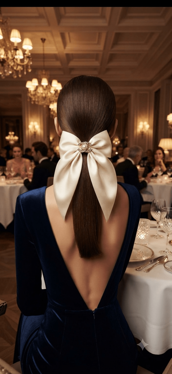 Big Satin Coquette Hair Bow for Women – Pearl Brooch 6 Colors - Angelique Boutique