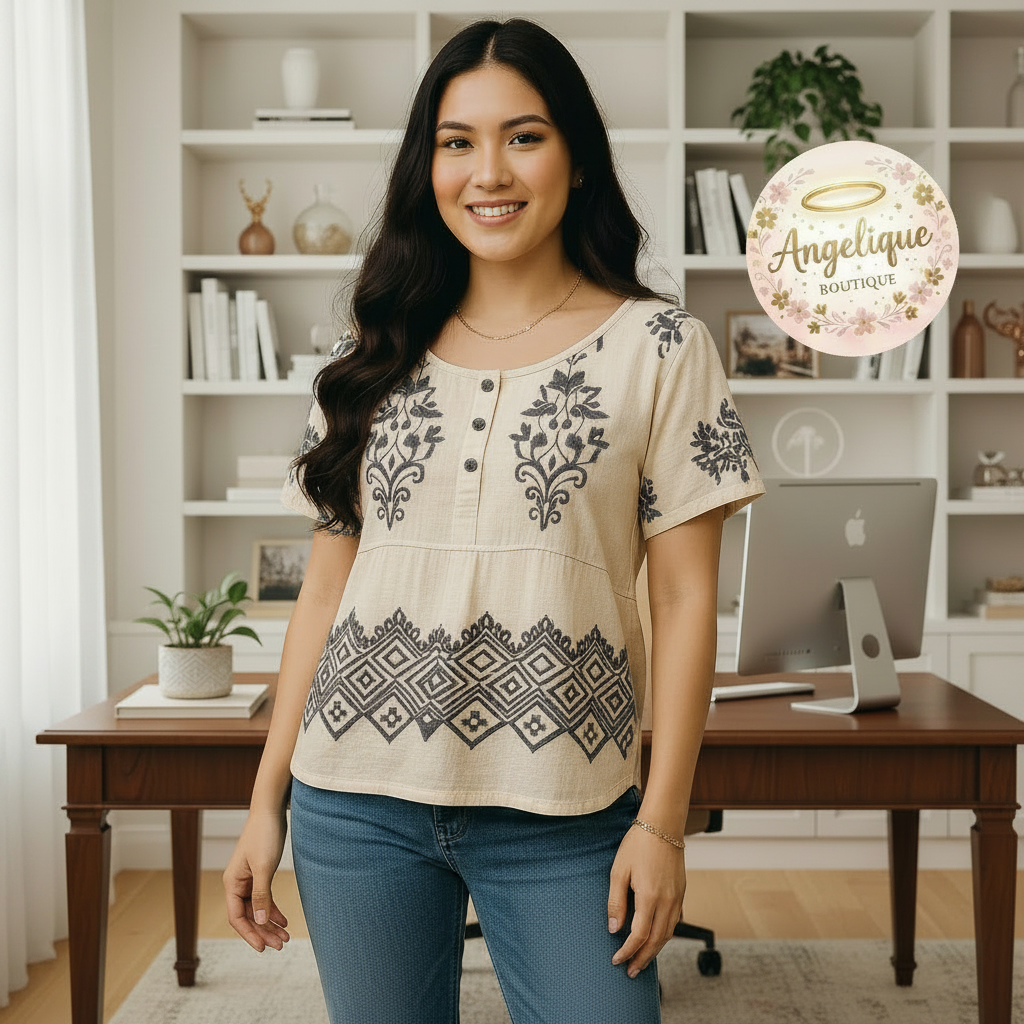 Blusa Floral de Cuello Ovalado | Ligera y Femenina
