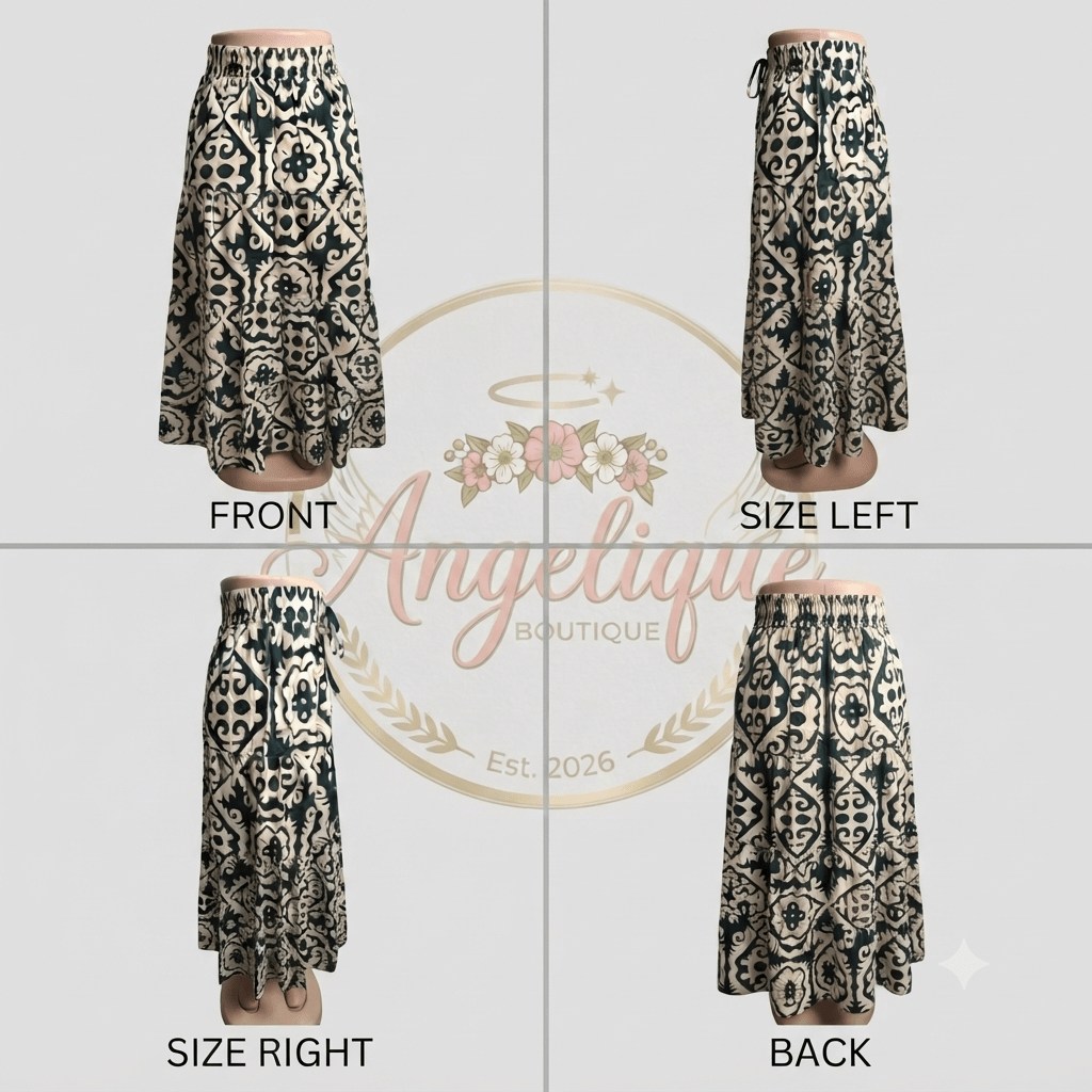 Boho Maxi Skirt Floral Print Beach Summer Women - Angelique Boutique