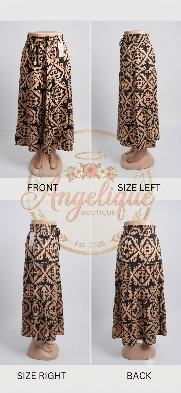Boho Maxi Skirt Floral Print Beach Summer Women - Angelique Boutique