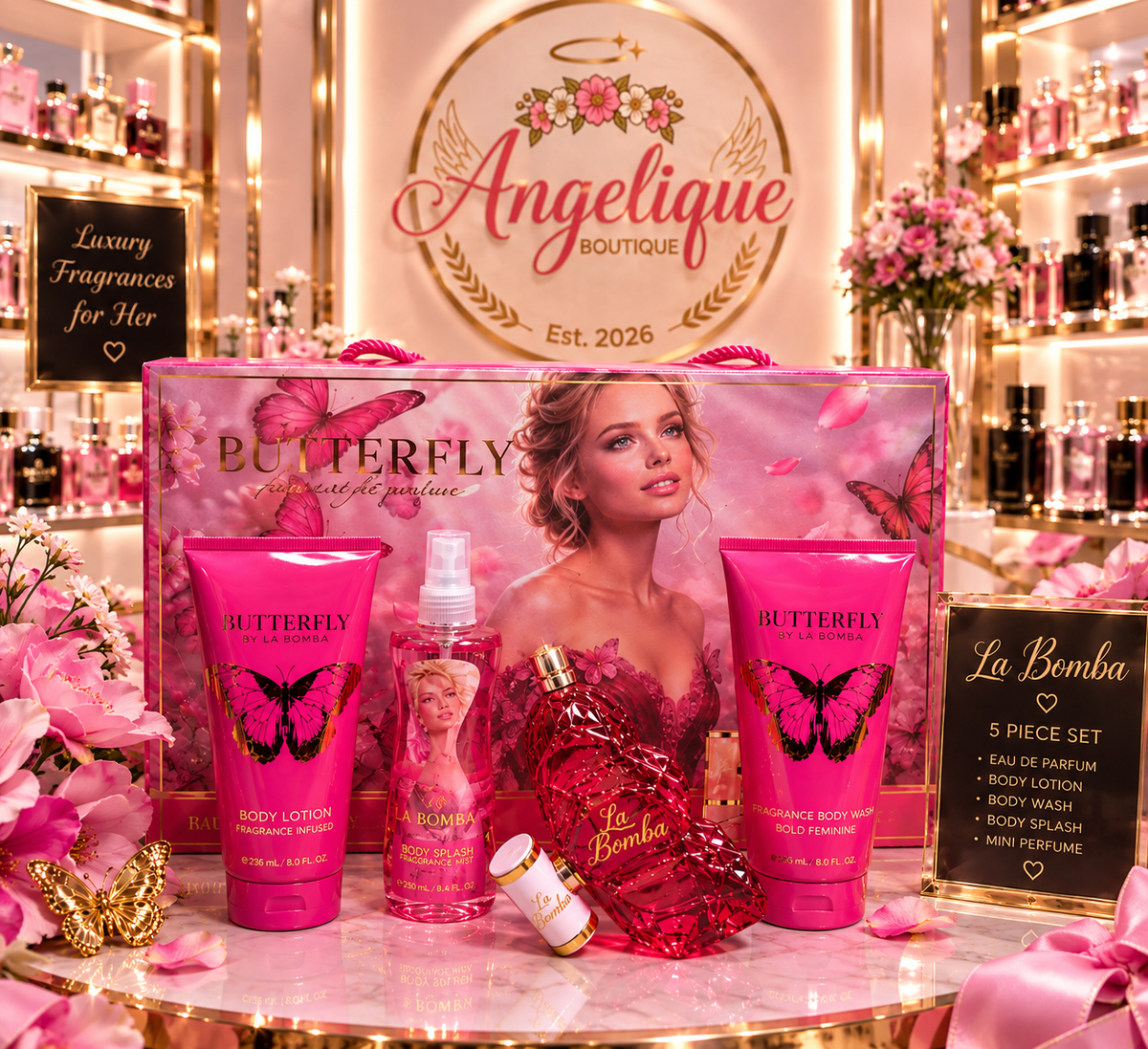 Butterfly 5-Piece Perfume Gift Set for Women - Angelique Boutique