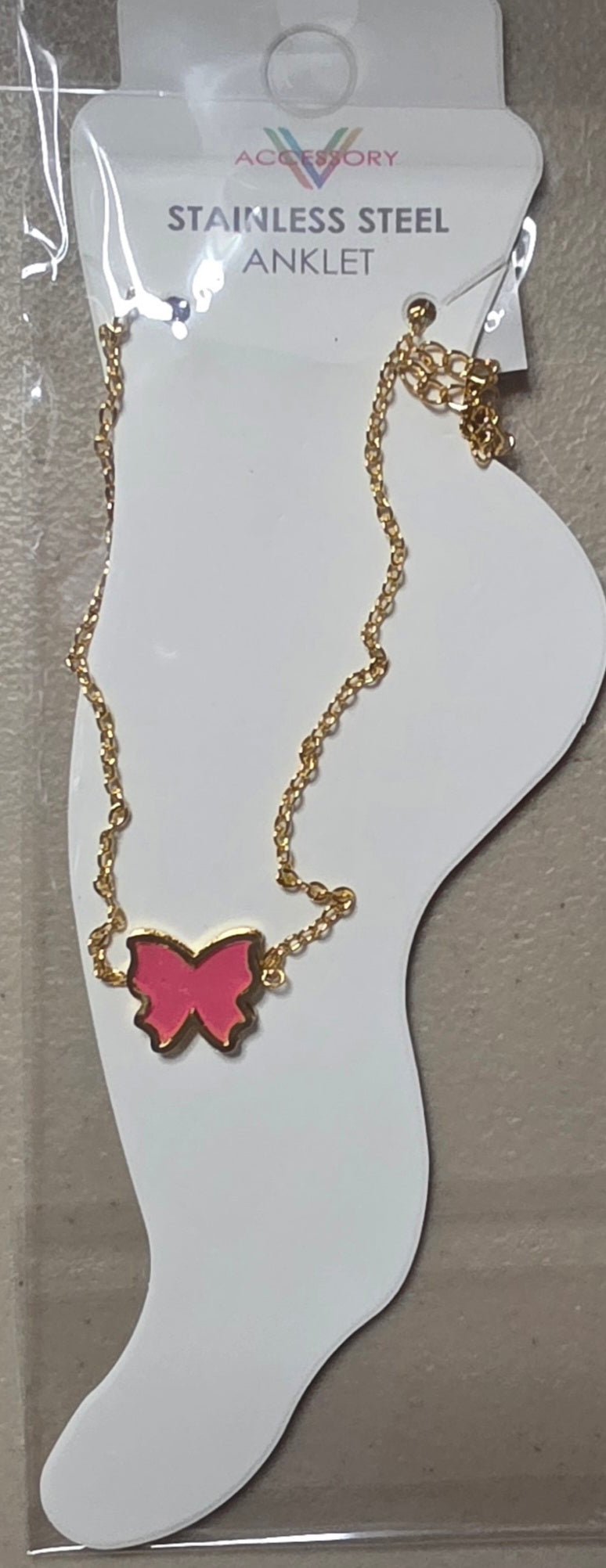 Butterfly Anklet Gold & Silver Stainless Steel – Multi-Color - Angelique Boutique