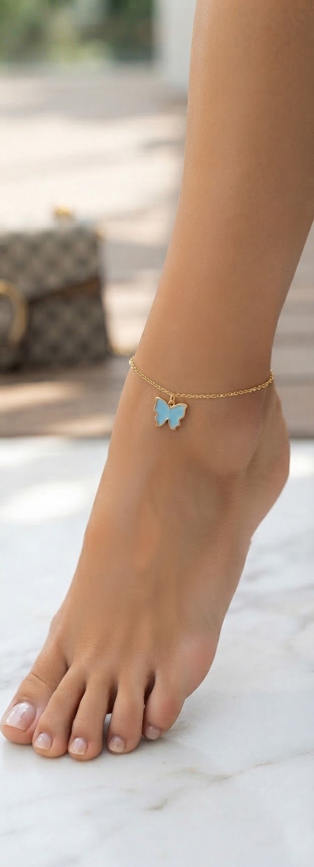 Butterfly Anklet Gold & Silver Stainless Steel – Multi-Color - Angelique Boutique