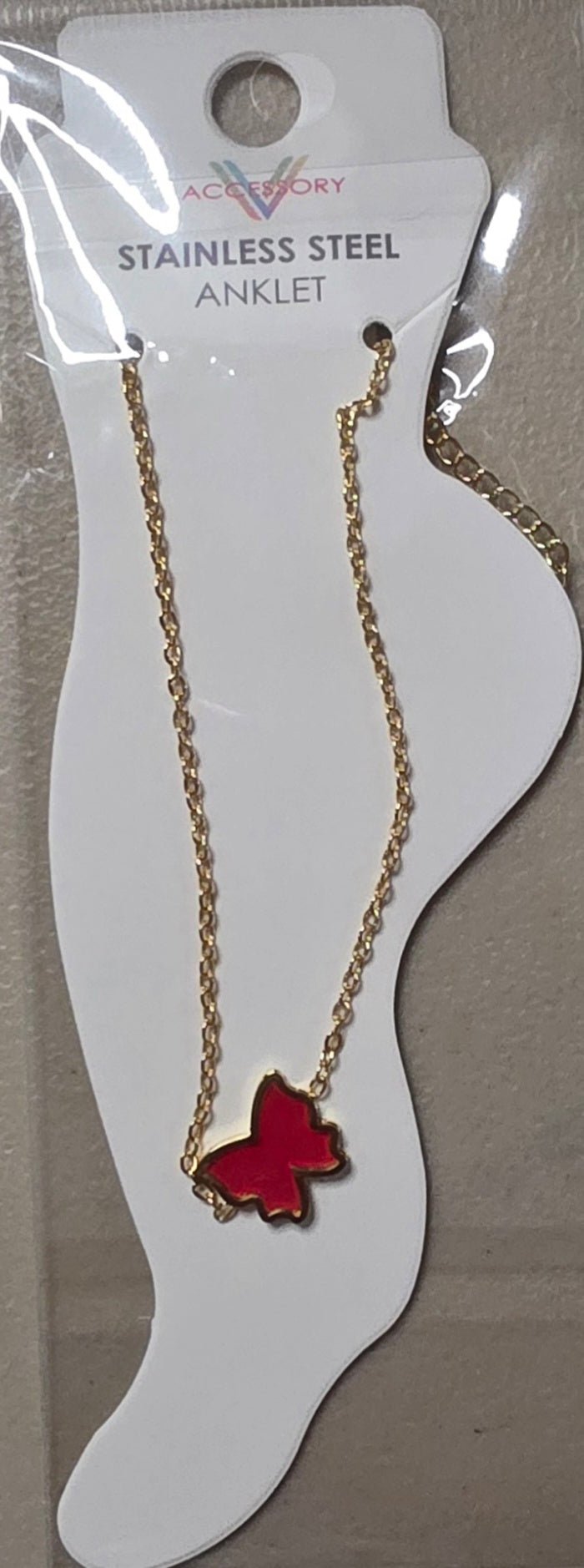Butterfly Anklet Gold & Silver Stainless Steel – Multi-Color - Angelique Boutique