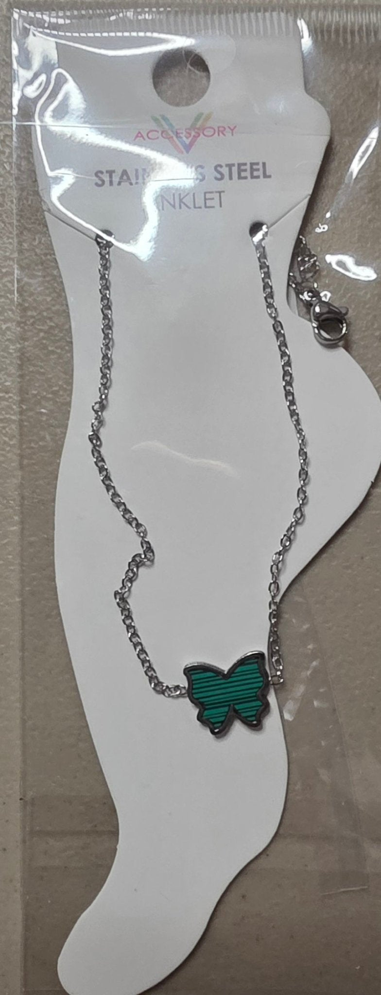 Butterfly Anklet Gold & Silver Stainless Steel – Multi-Color - Angelique Boutique