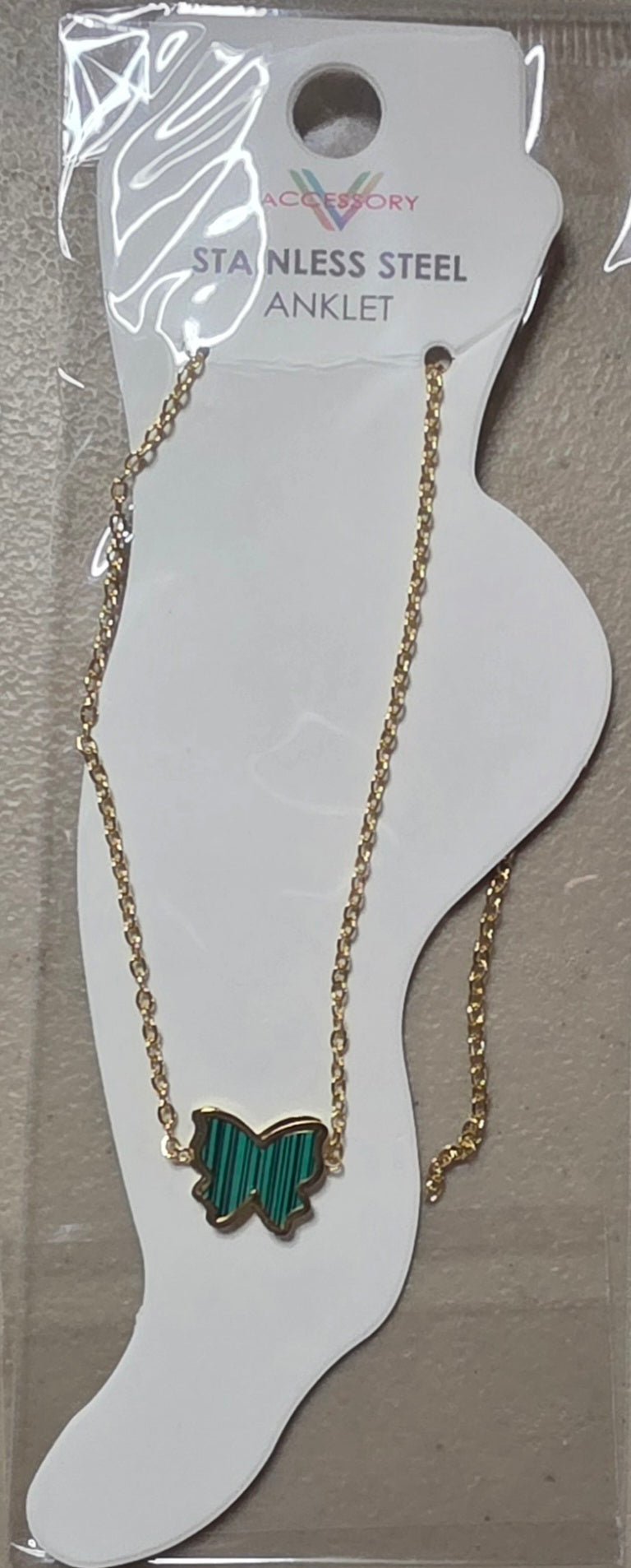 Butterfly Anklet Gold & Silver Stainless Steel – Multi-Color - Angelique Boutique
