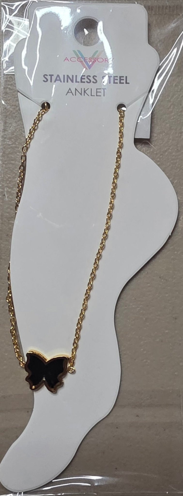Butterfly Anklet Gold & Silver Stainless Steel – Multi-Color - Angelique Boutique