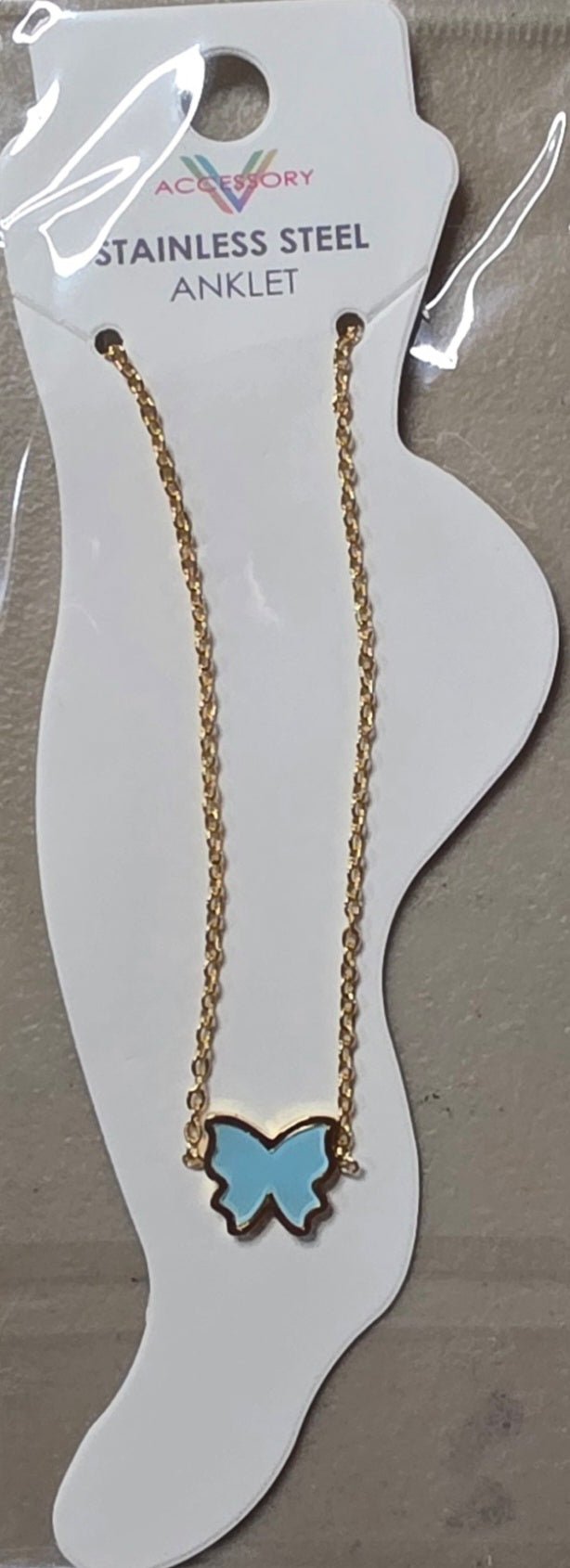 Butterfly Anklet Gold & Silver Stainless Steel – Multi-Color - Angelique Boutique