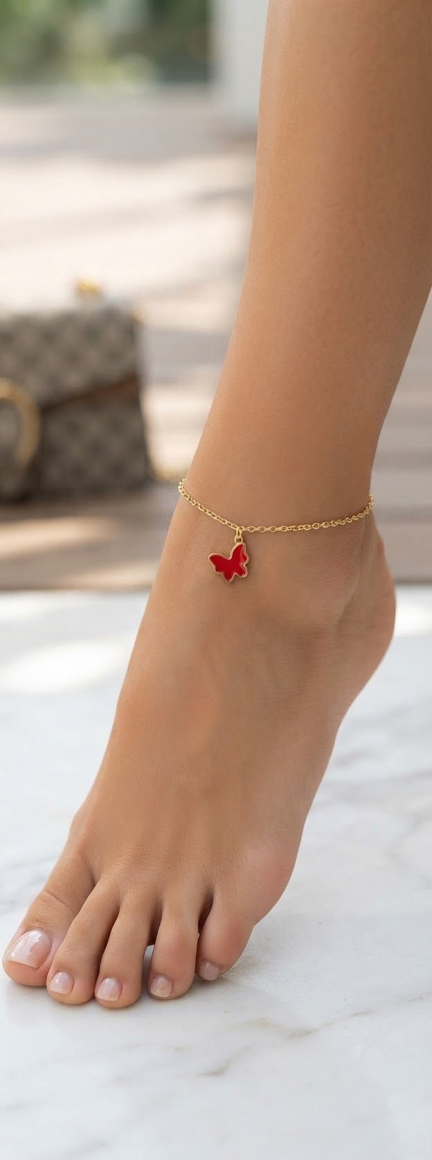 Butterfly Anklet Gold & Silver Stainless Steel – Multi-Color - Angelique Boutique