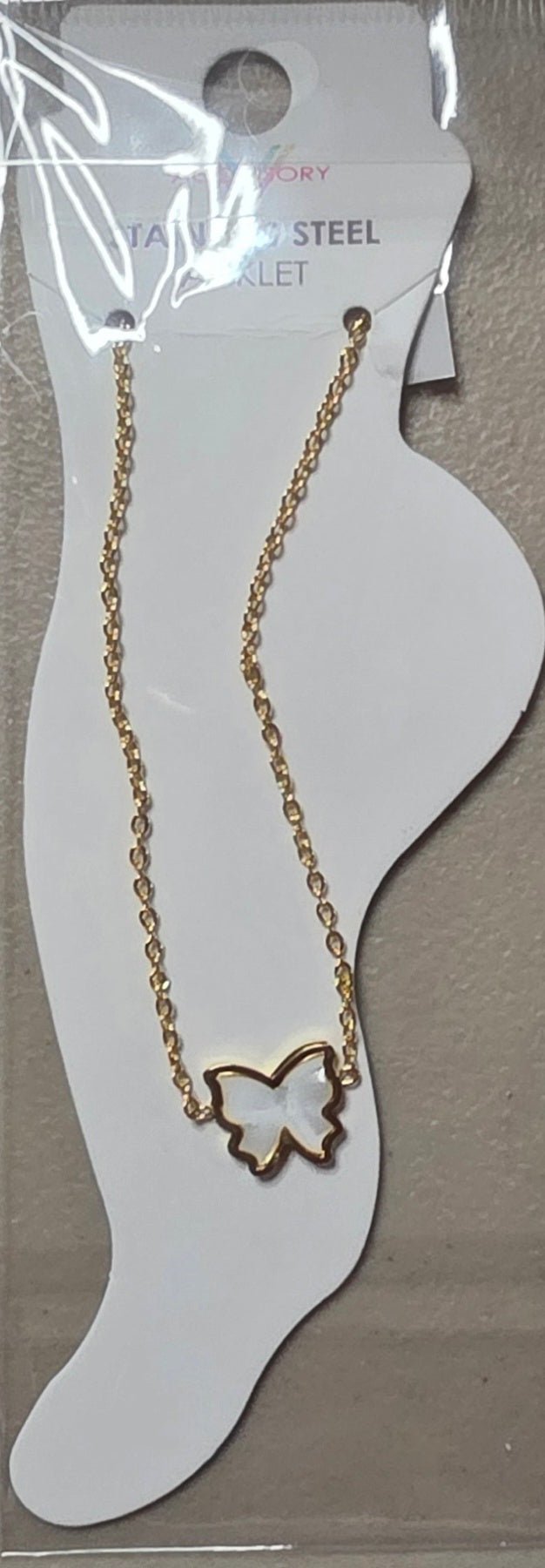 Butterfly Anklet Gold & Silver Stainless Steel – Multi-Color - Angelique Boutique