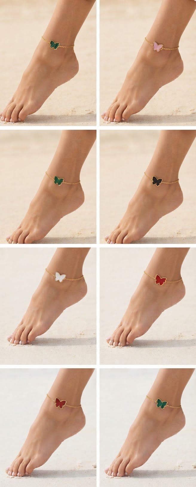 Butterfly Anklet Gold & Silver Stainless Steel – Multi-Color - Angelique Boutique