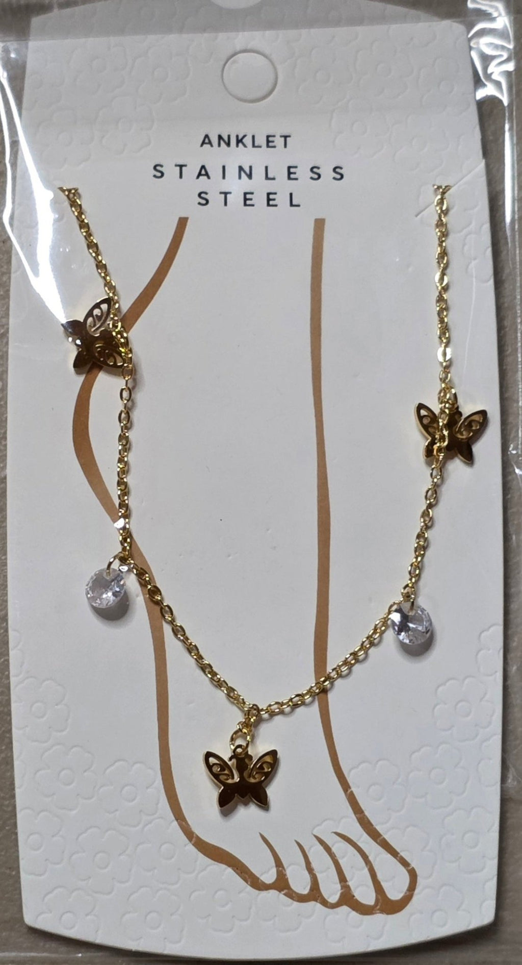 Butterfly Anklet – Stainless Steel Silver & Gold - Angelique Boutique
