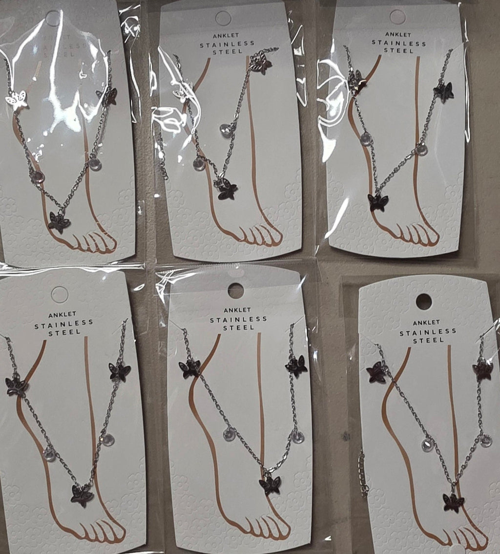 Butterfly Anklet – Stainless Steel Silver & Gold - Angelique Boutique