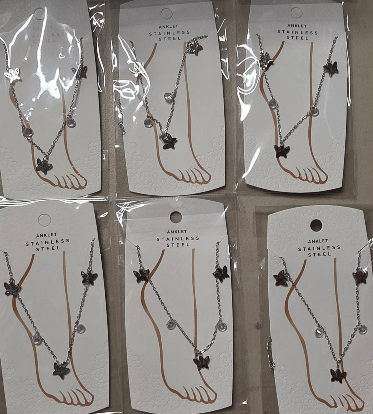 Butterfly Anklet – Stainless Steel Silver & Gold - Angelique Boutique