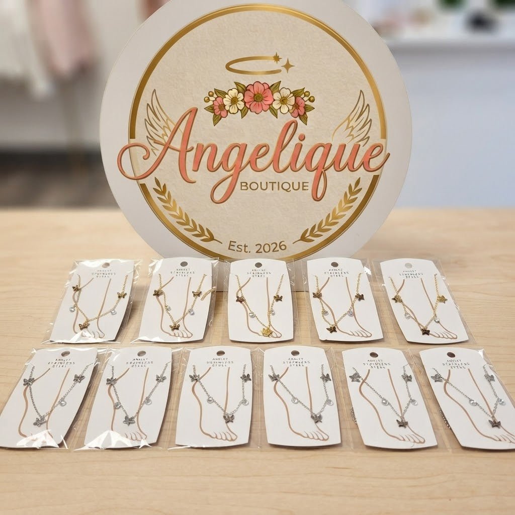 Butterfly Anklet – Stainless Steel Silver & Gold - Angelique Boutique