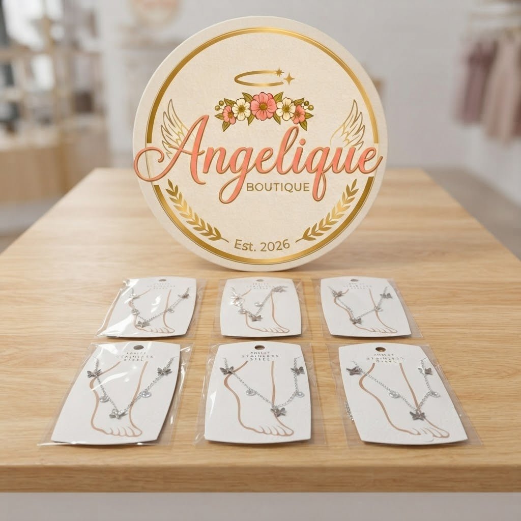 Butterfly Anklet – Stainless Steel Silver & Gold - Angelique Boutique