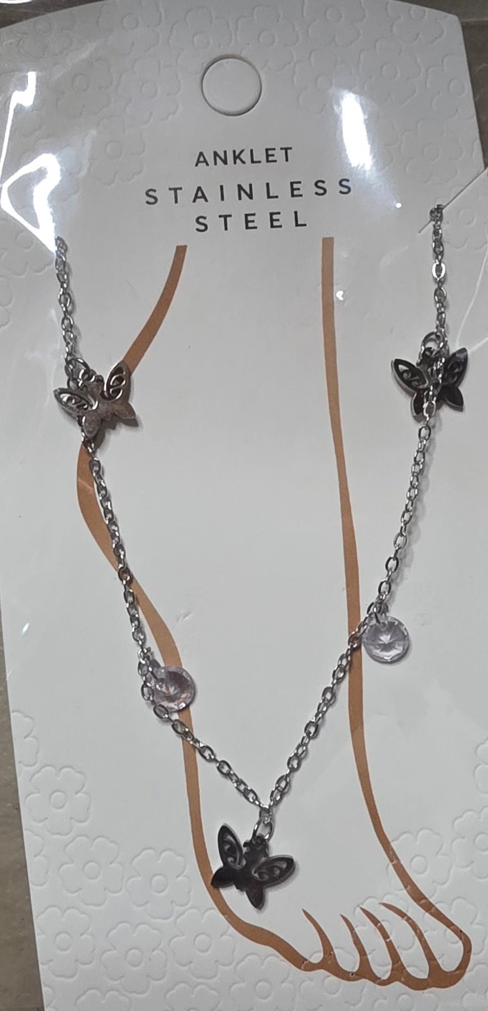 Butterfly Anklet – Stainless Steel Silver & Gold - Angelique Boutique