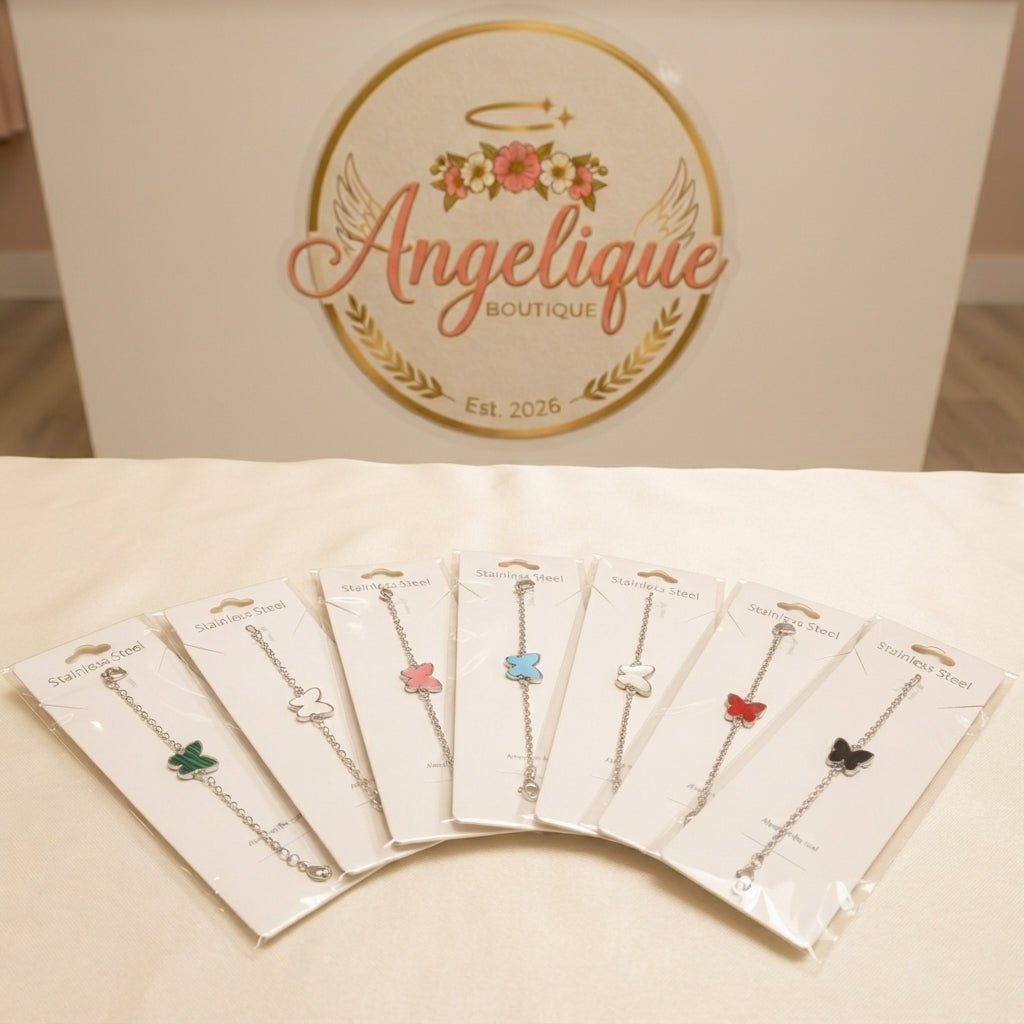 Butterfly Bracelet Gold & Silver Stainless Steel – Multi-Color - Angelique Boutique