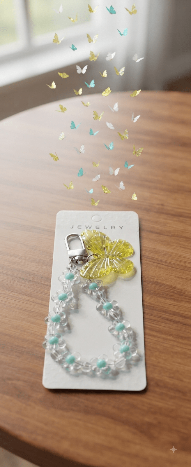 Butterfly Flower Bead Keychain Charm – 5 Colors - Angelique Boutique