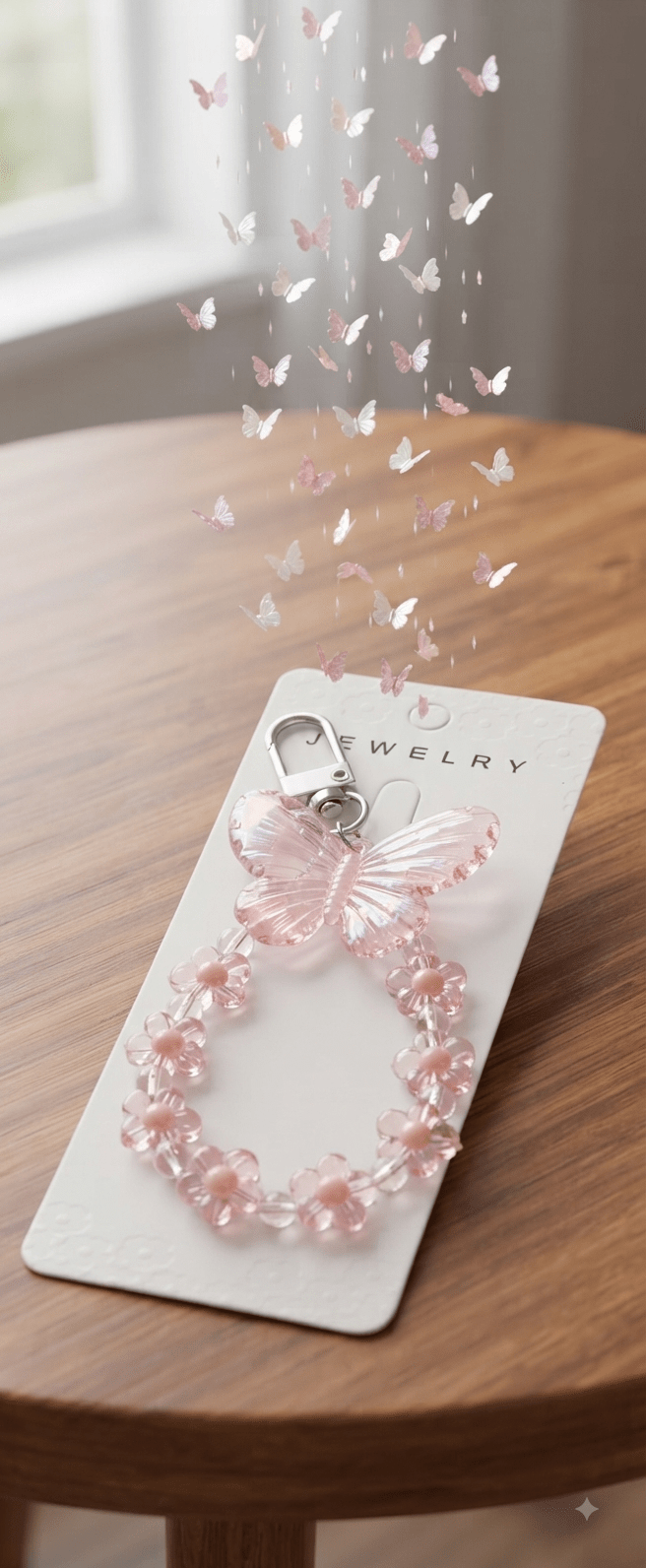 Butterfly Flower Bead Keychain Charm – 5 Colors - Angelique Boutique
