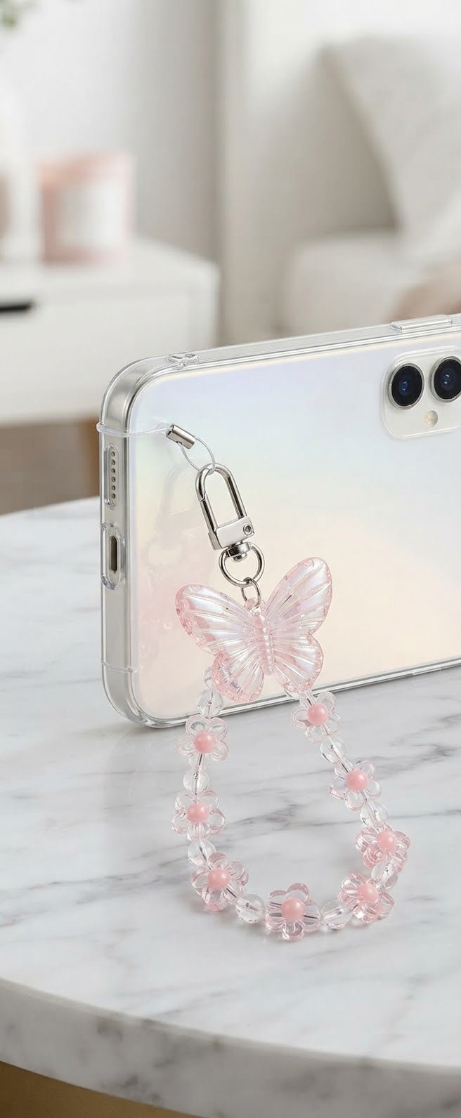 Butterfly Flower Bead Keychain Charm – 5 Colors - Angelique Boutique