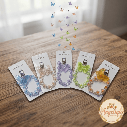 Butterfly Flower Bead Keychain Charm – 5 Colors - Angelique Boutique