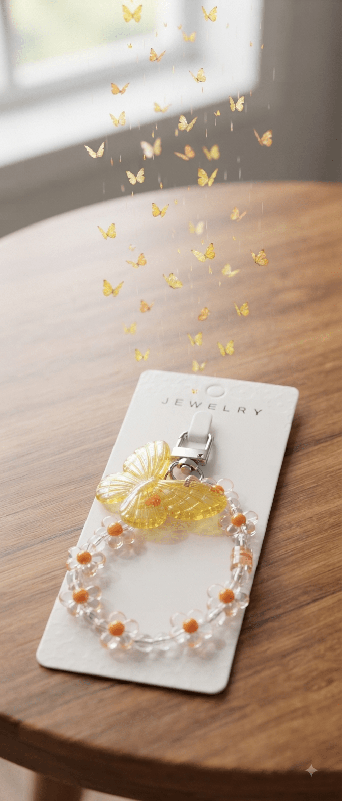 Butterfly Flower Bead Keychain Charm – 5 Colors - Angelique Boutique