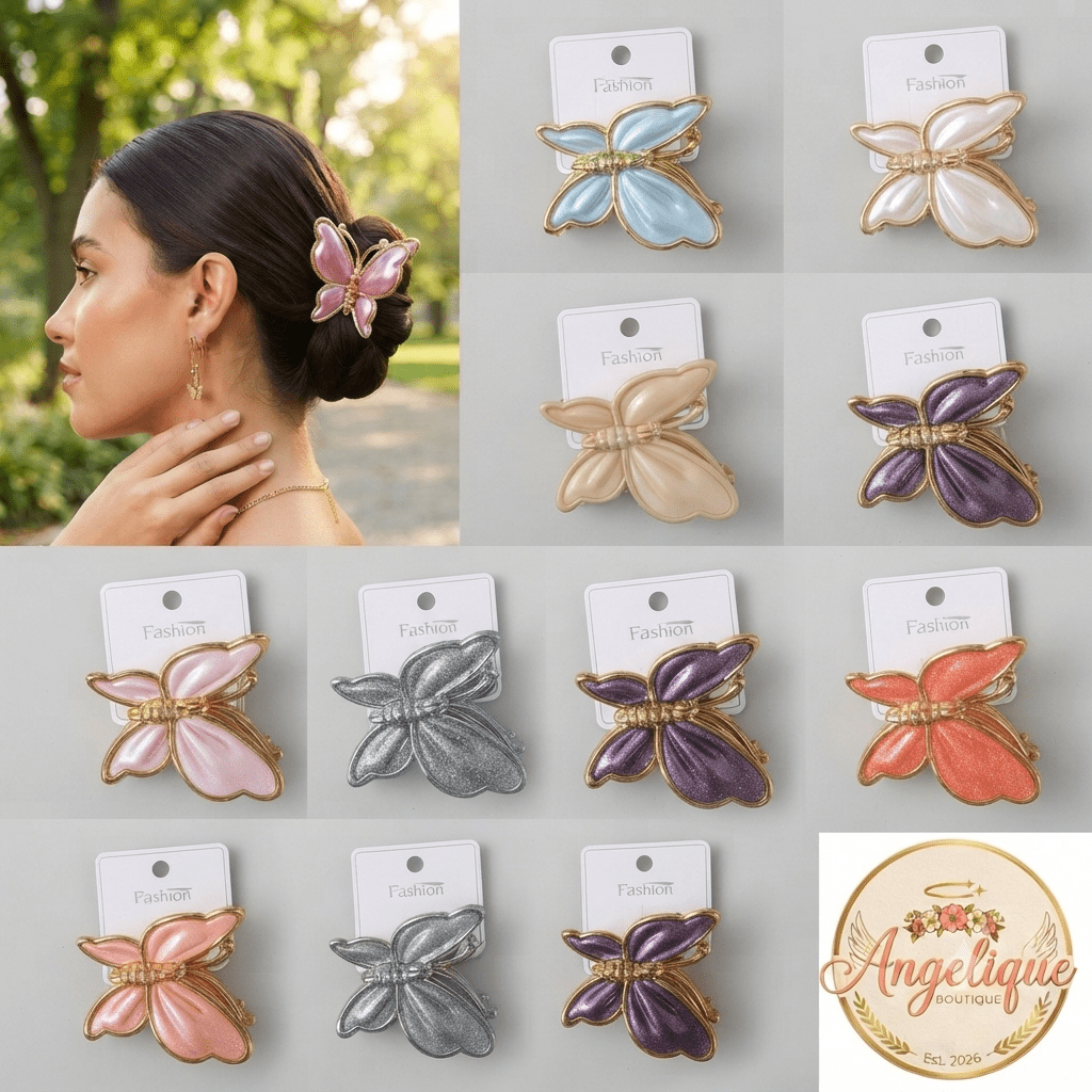 Butterfly Hair Claw Clip Glitter | Women & Girls | 10 Colors - Angelique Boutique