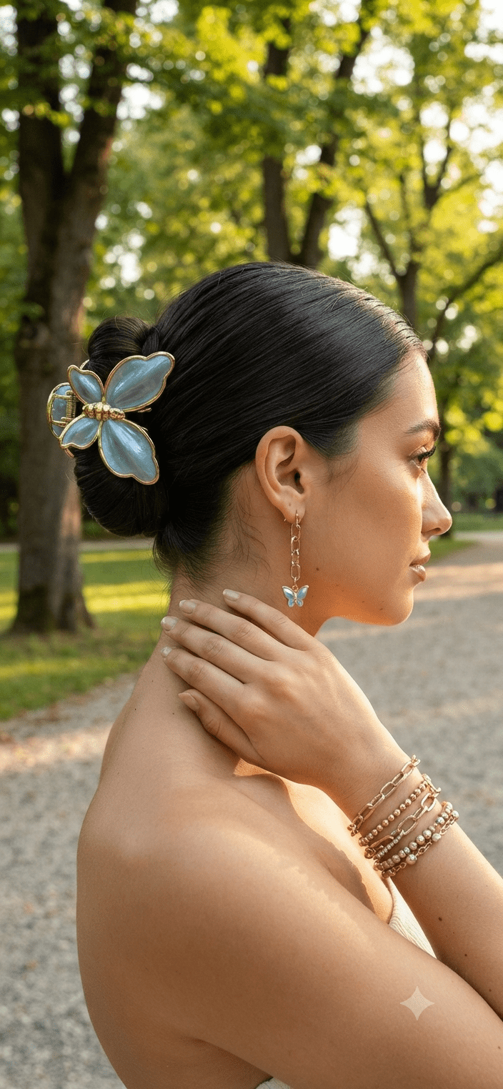 Butterfly Hair Claw Clip Glitter | Women & Girls | 10 Colors - Angelique Boutique