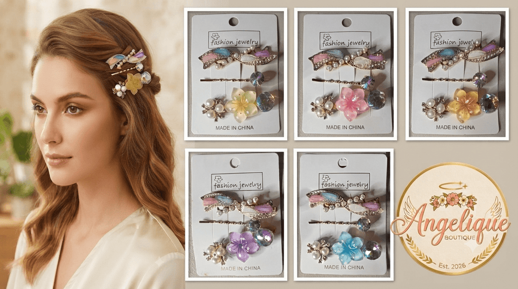 Butterfly Hair Pins – Set of 3 Decorative Bobby Pins - Angelique Boutique