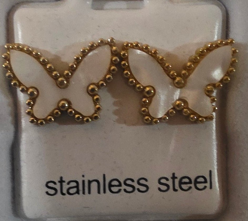 Butterfly Stainless Steel Earrings with Gold Details – 6 Colors - Angelique Boutique
