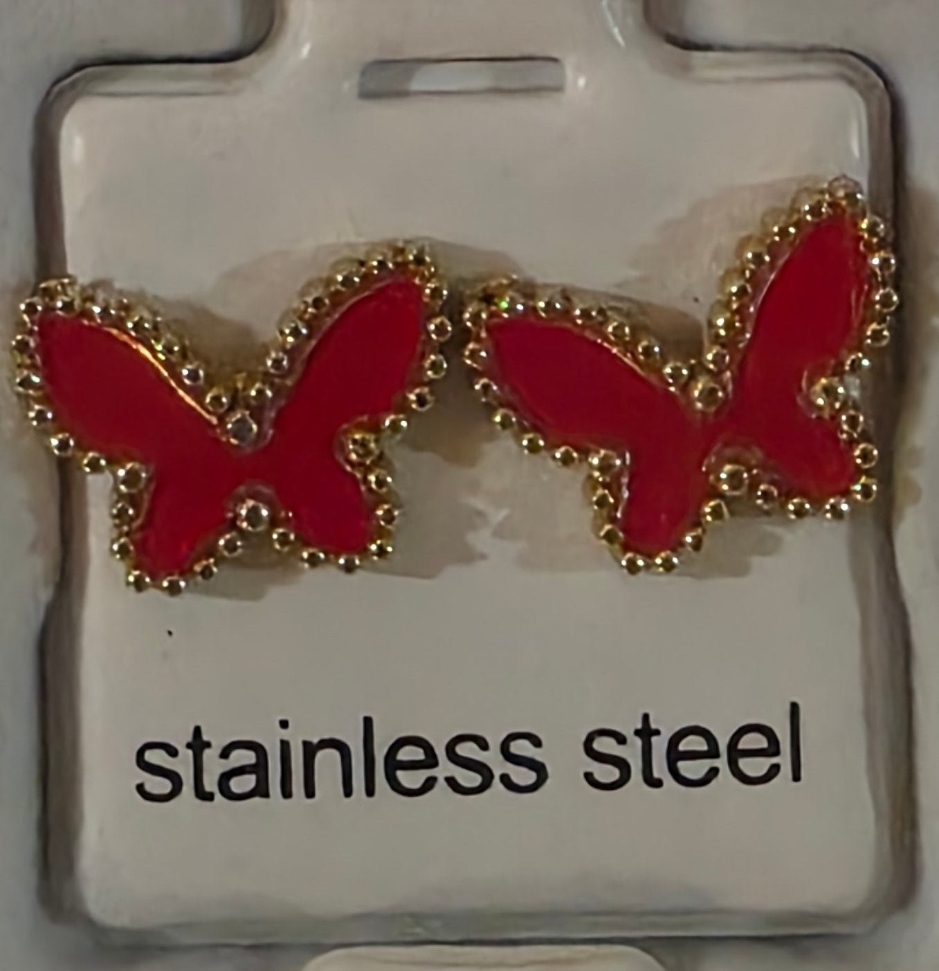Butterfly Stainless Steel Earrings with Gold Details – 6 Colors - Angelique Boutique