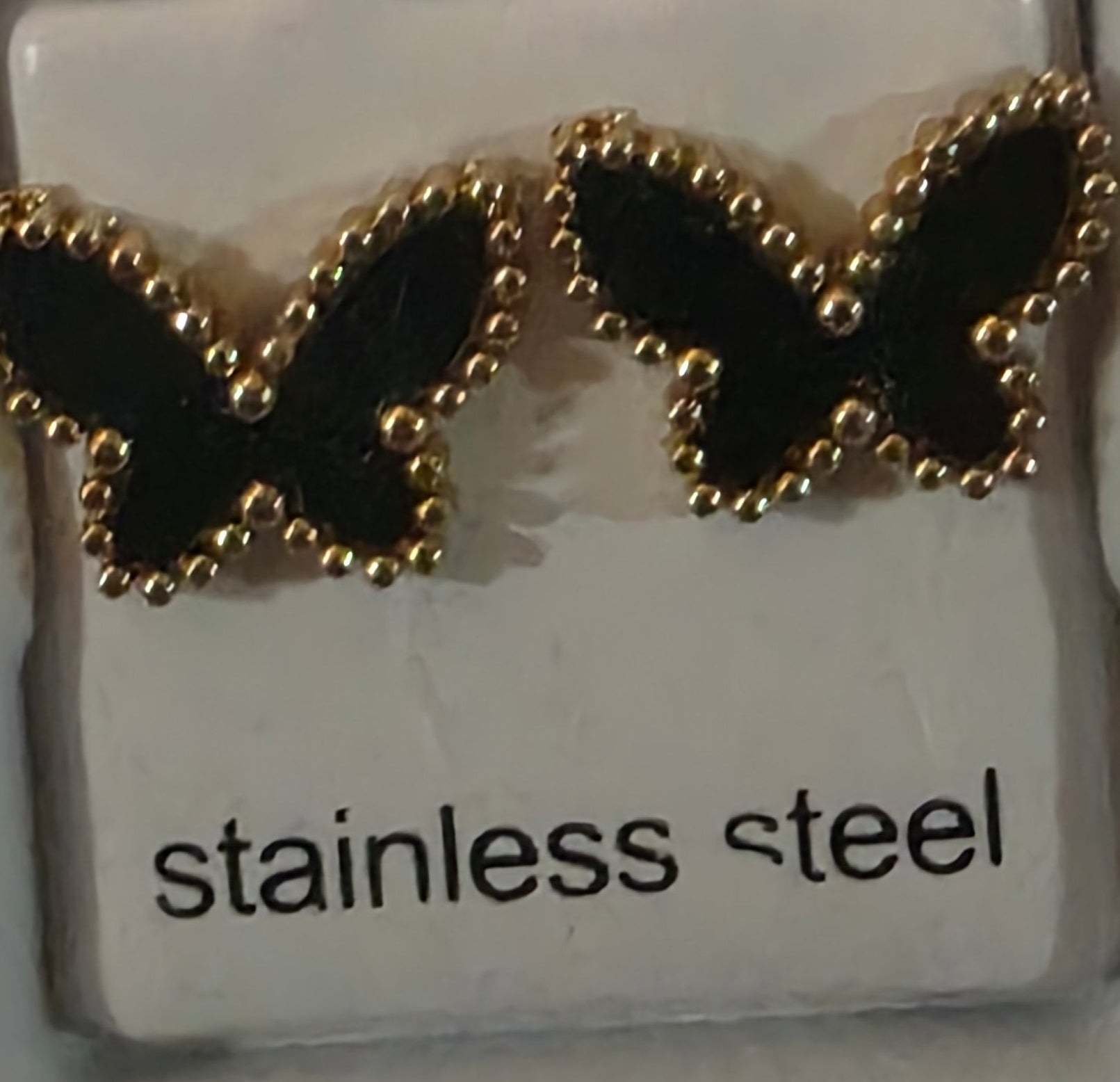 Butterfly Stainless Steel Earrings with Gold Details – 6 Colors - Angelique Boutique