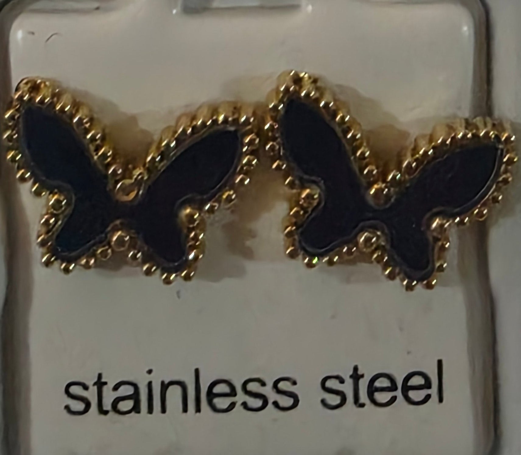Butterfly Stainless Steel Earrings with Gold Details – 6 Colors - Angelique Boutique