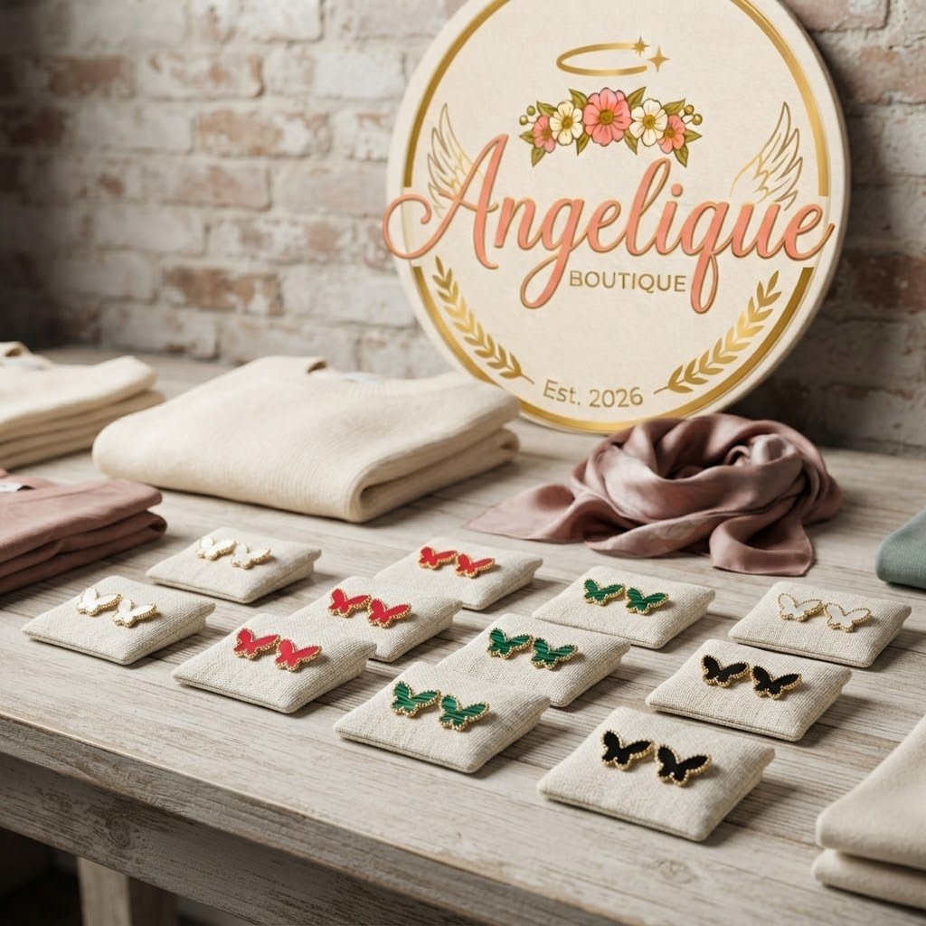 Butterfly Stainless Steel Earrings with Gold Details – 6 Colors - Angelique Boutique