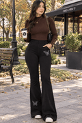Butterfly Stone Leggings – Wide Waistband & Rhinestone Detail - Angelique Boutique
