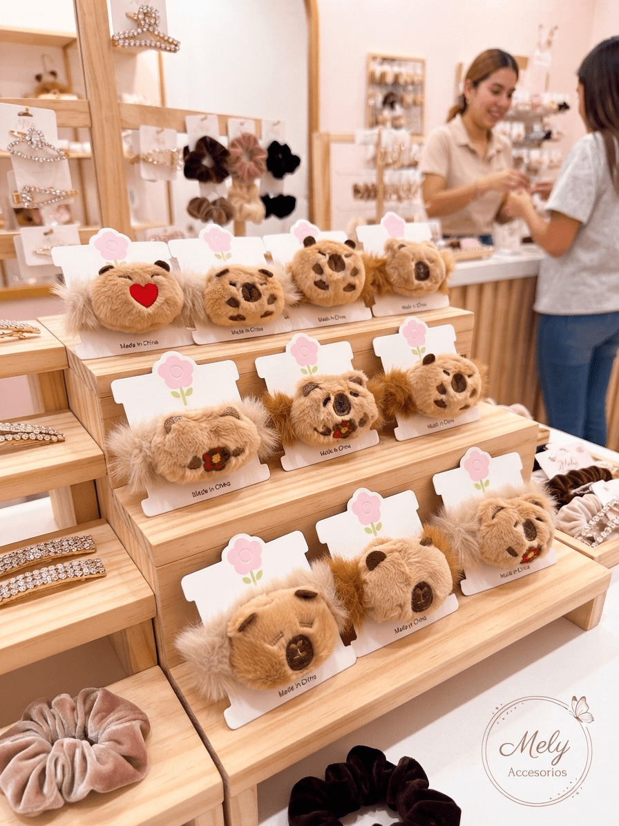 Capybara Hair Ties Set of 2 – Cute Animal Scrunchies - Angelique Boutique