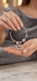 Cartoon Character Charm Bead Bracelet Stainless Steel – Pink & Blue - Angelique Boutique
