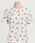 Cat on a Bicycle Blouse with Heart Detail – Women's Graphic Top - Angelique Boutique