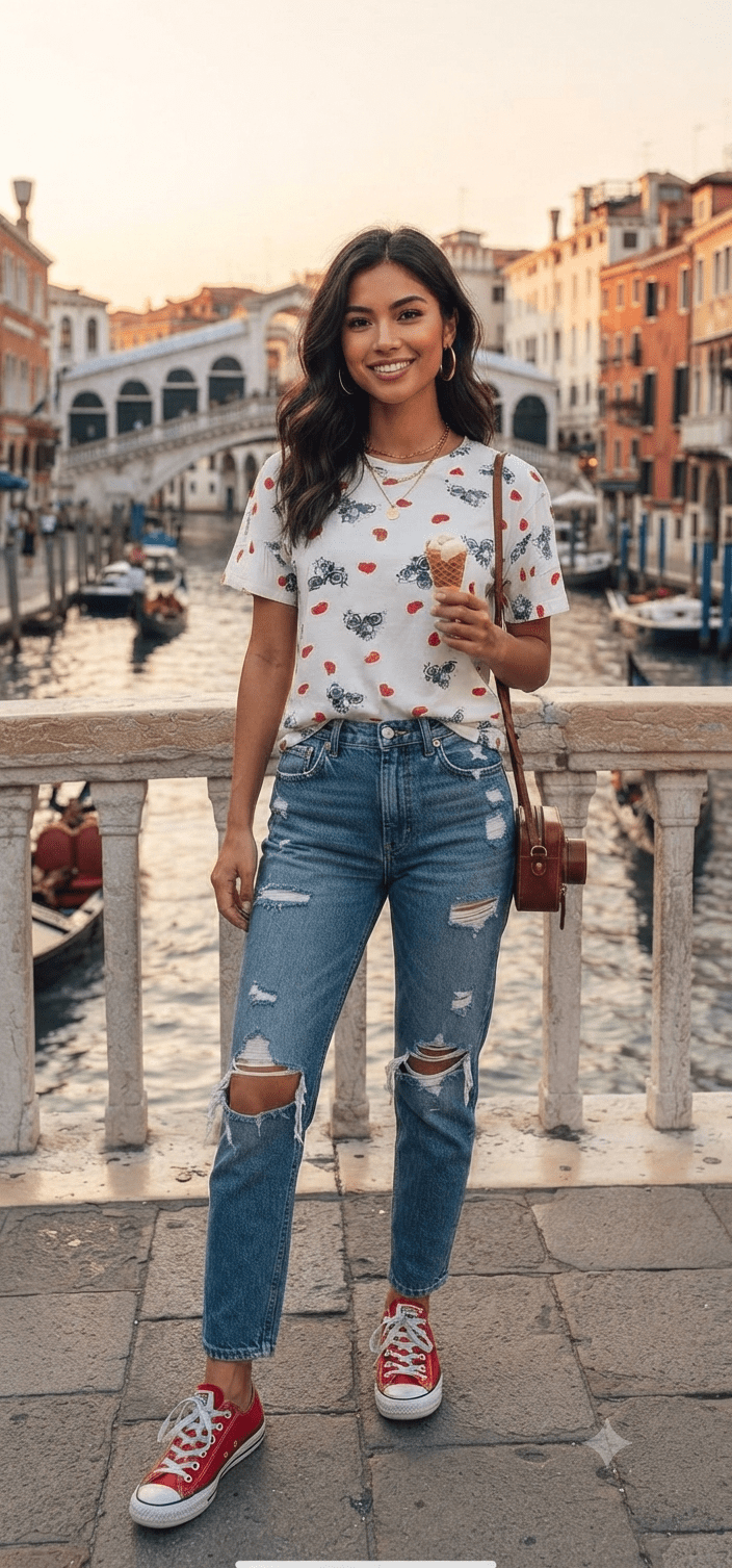 Cat on a Bicycle Blouse with Heart Detail – Women's Graphic Top - Angelique Boutique
