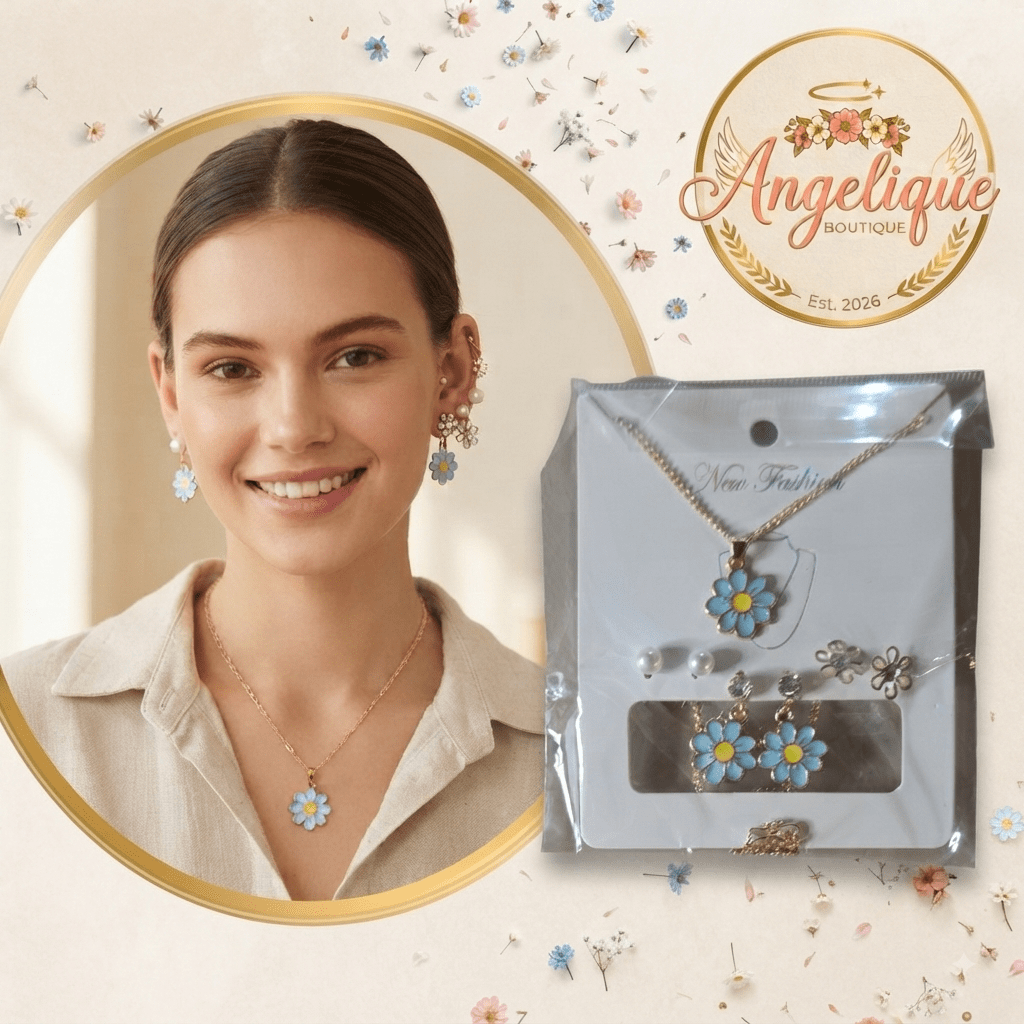 Chain Necklace & 3 Pairs Earrings Set – 7 Colors - Angelique Boutique