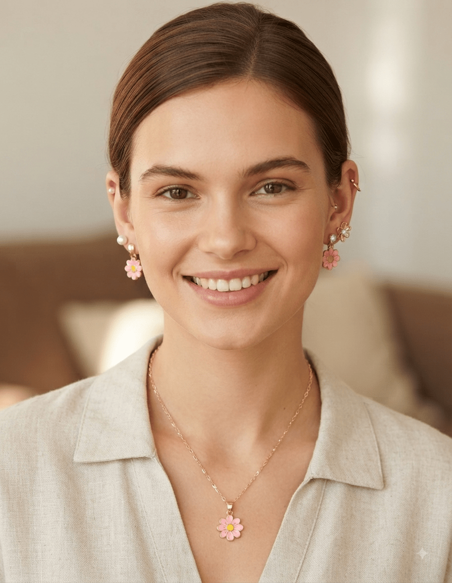 Chain Necklace & 3 Pairs Earrings Set – 7 Colors - Angelique Boutique