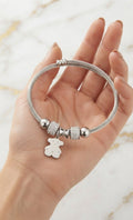 Charm Style Adjustable Stainless Steel Bracelet for Women – Silver - Angelique Boutique